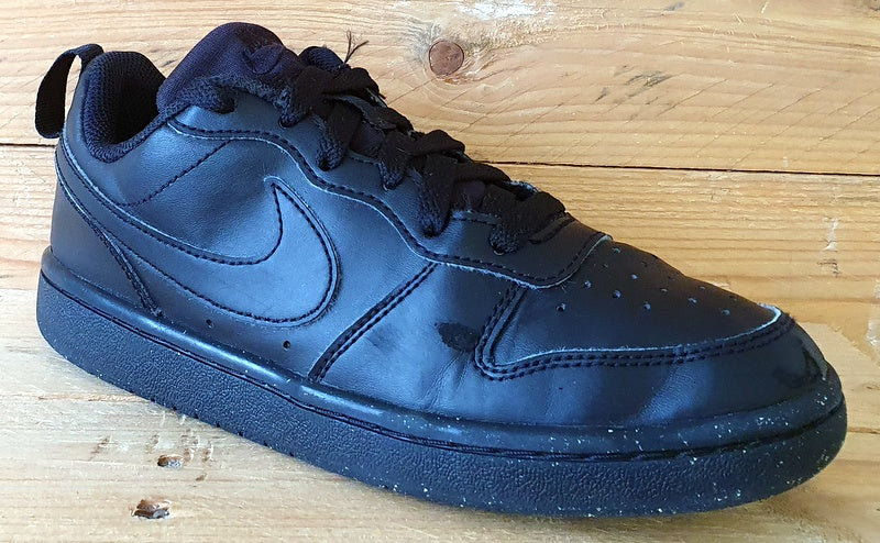 Nike Court Borough Low Leather Trainers UK3/US3.5Y/E35.5 DV5456-002 Triple Black