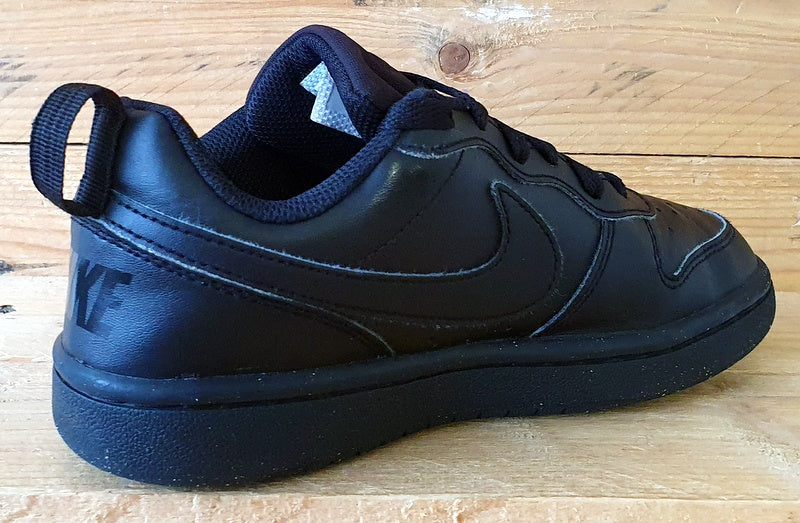 Nike Court Borough Low Leather Trainers UK3/US3.5Y/E35.5 DV5456-002 Triple Black