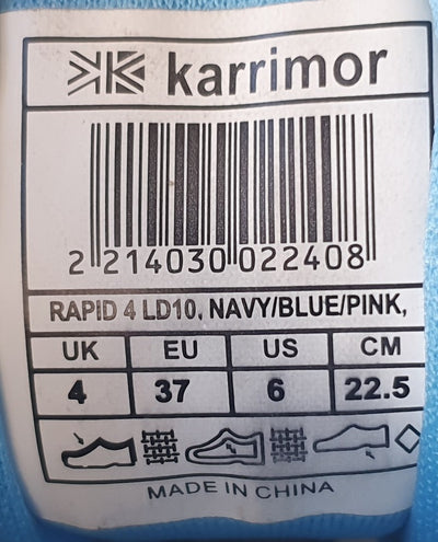 Karrimor Rapid 4 Running Low Trainers UK4/US6/EU37 2214030022408 Navy/Blue/Pink