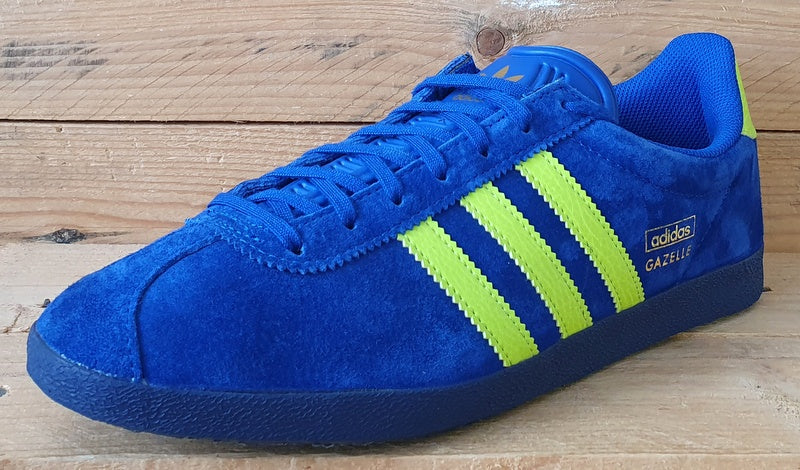 Adidas Gazelle Low Suede Trainers UK9/US9.5/EU43 FZ2686 Blue/Volt Yellow