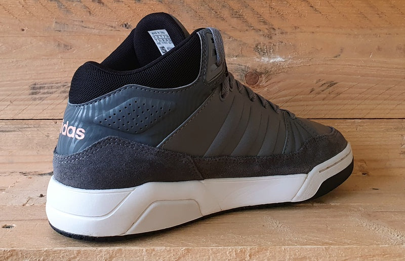 Adidas Neo Mid Leather Trainers UK5.5/US7/EU38.5 B74274 Grey/Black/Peach/Pink