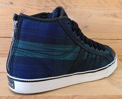 Adidas Nizza Mid Textile Trainers UK7/US7.5/EU40.5 G12423 Navy/Green Tartan