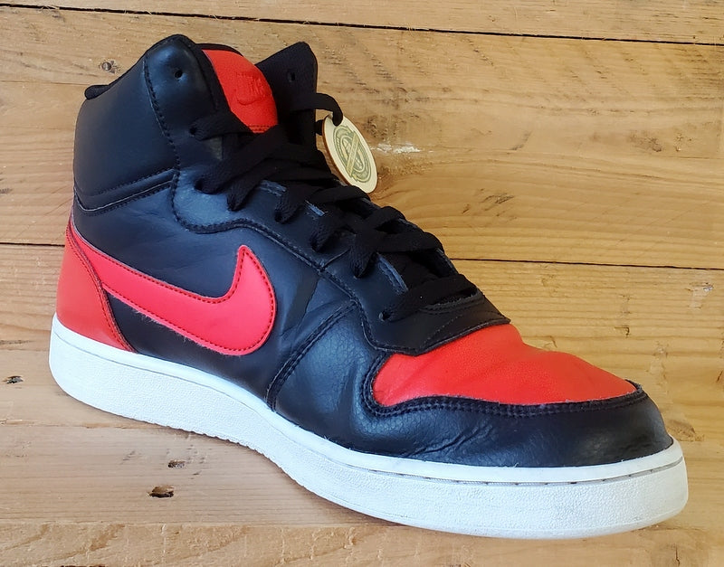 Nike Ebernon Mid Leather Trainers UK10/US11/EU45 AQ1773-005 Black/Red/White