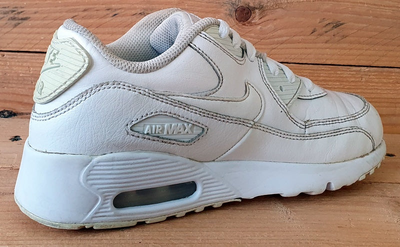 Nike Air Max 90 Low Leather Trainers 833414-100 Triple White UK2/US2.5Y/EU34