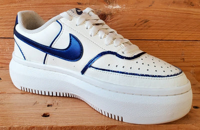 Nike Court Vision Alta Leather Trainers UK4/US6.5/EU37.5 DM0113-102 White/Blue