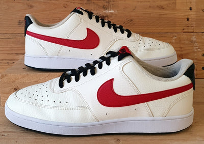 Nike Court Vision Low Leather Trainers UK10/US11/EU45 DM1187-101 Cream/Red