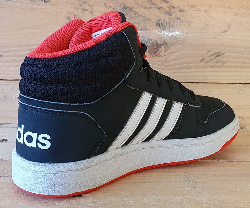 Adidas Originals Hoops 2.0 Mid Trainers UK1/US1.5/EU33 B75743 Black/Orange