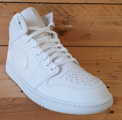 Nike Air Jordan 1 Mid Leather Trainers UK11/US12/EU46 554724-130 Triple White