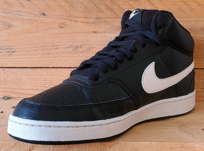 Nike Court Vision Mid Leather Trainers UK8/US9/EU42.5 DN3577-001 Black/White