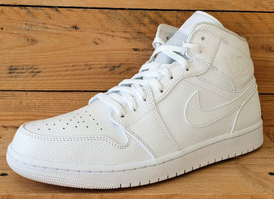 Nike Air Jordan 1 Mid Leather Trainers UK11/US12/EU46 554724-130 Triple White