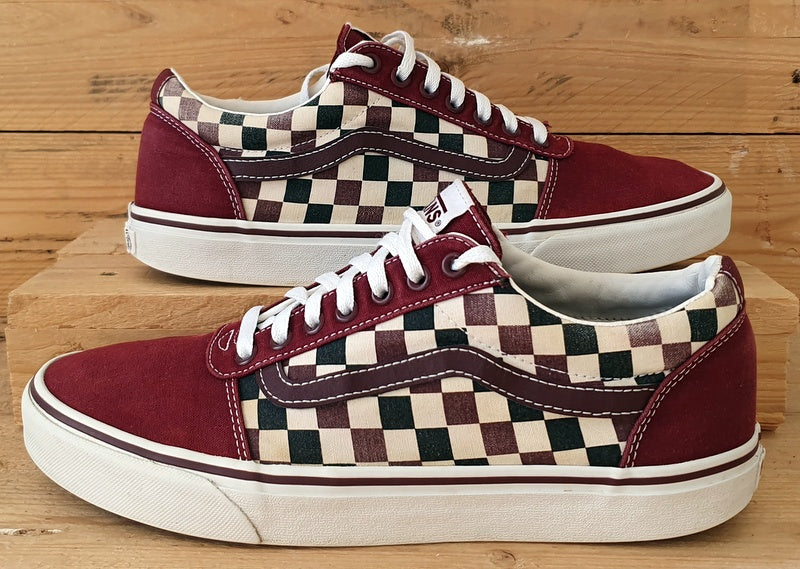 Vans Off The Wall Canvas Trainers UK9.5/US10.5/EU44 500714 Burgundy Checkerboard