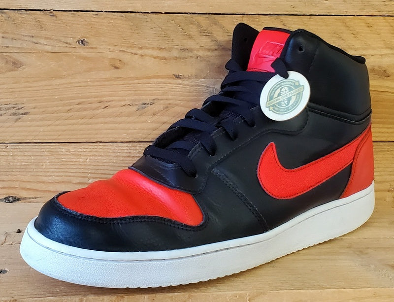 Nike Ebernon Mid Leather Trainers UK10/US11/EU45 AQ1773-005 Black/Red/White
