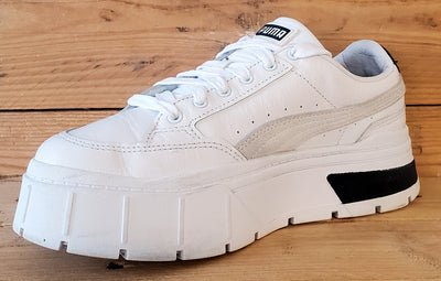 Puma Mayze Stack Low Leather Trainers UK4.5/US7/EU37.5 384363-01 White