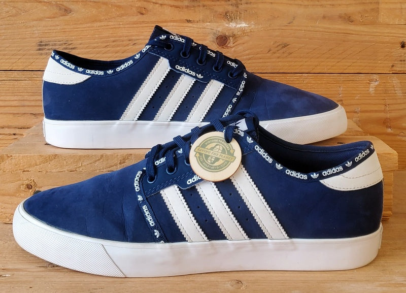 Adidas Seeley Low Suede Trainers UK9/US9.5/EU43 BB8459 Navy Blue/White