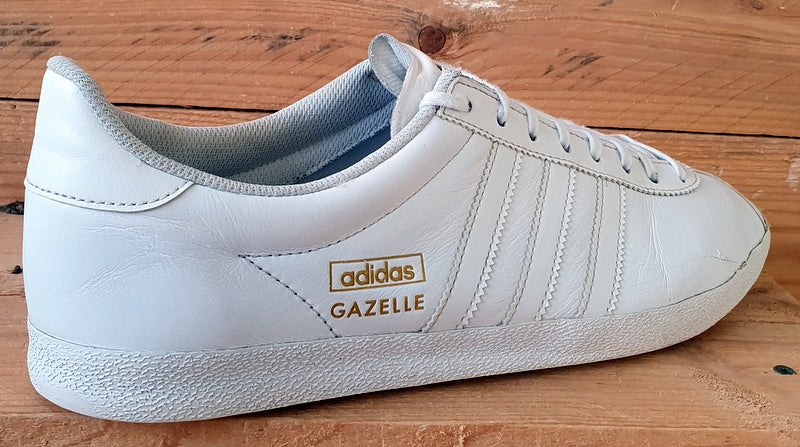 Adidas Gazelle Low Leather Trainers UK10/US10.5/EU44.5 B25214 White/Gold