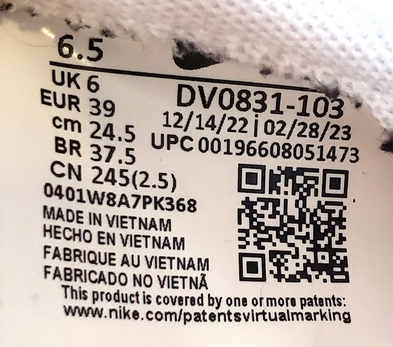 Nike Dunk Retro Low Leather Trainers UK6/US6.5/EU39 DV0831-103 White/Picante Red