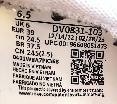 Nike Dunk Retro Low Leather Trainers UK6/US6.5/EU39 DV0831-103 White/Picante Red