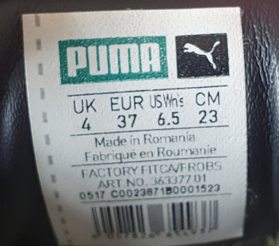 Puma Platform Exotskin Low Suede Trainers UK4/US6.5/EU37 363377 01 Black/Gum