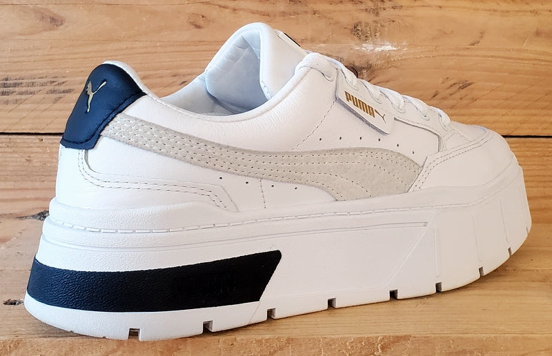 Puma Mayze Stack Low Leather Trainers UK4.5/US7/EU37.5 384363-01 White