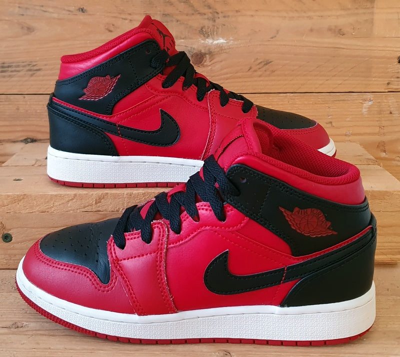 Nike Air Jordan 1 Mid Leather Trainers UK3.5/US4Y/EU36 554725-660 Reverse Bred