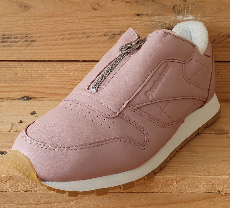 Reebok Classic Zip Low Leather Trainers UK7/US9.5/EU40.5 BS8065 Pink/White/Gum