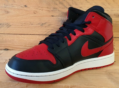 Nike Air Jordan 1 Mid Banned Leather Trainers UK8.5/US9.5/EU43 554724-074 Bred