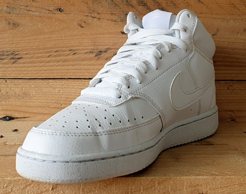 Nike Court Vision Mid Leather Trainers UK6/US7/EU40 DN3577-100 Triple White