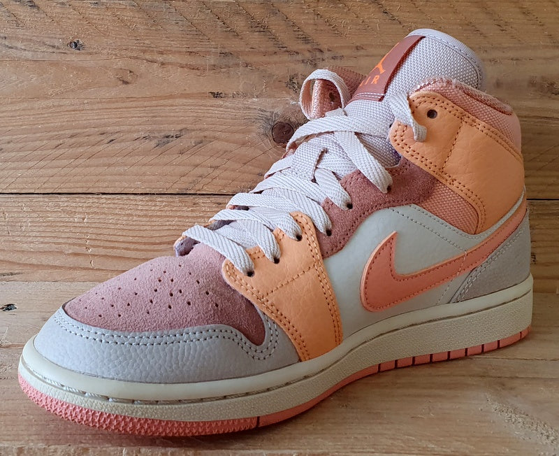 Nike Jordan 1 Mid Leather/Suede Trainers UK5.5/US8/E39 DH4270-800 Apricot Orange