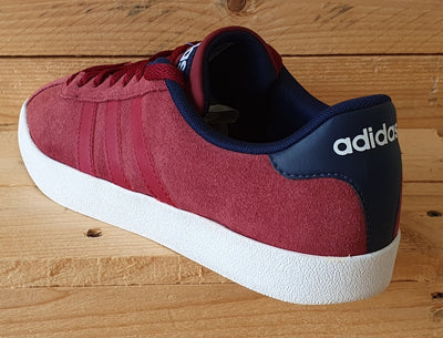 Adidas Court Vulc Low Suede Trainers UK8/US8.5/EU42 BB9636 Burgundy/White