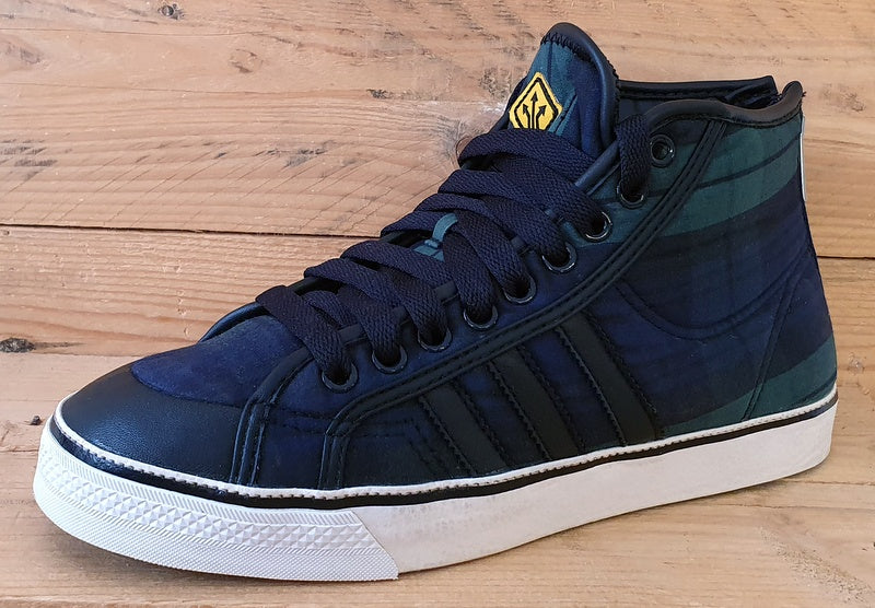 Adidas Nizza Mid Textile Trainers UK7/US7.5/EU40.5 G12423 Navy/Green Tartan