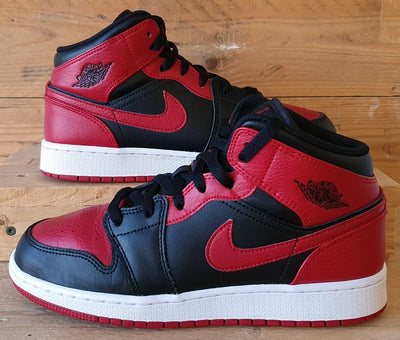 Nike Air Jordan 1 Mid Banned GS Trainers UK6/US6.5Y/EU39 554725-074 Bred