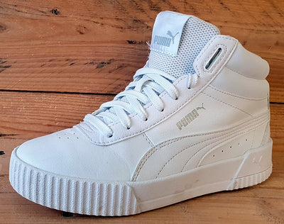 Puma Carina Mid Leather Trainers UK4/US5C/EU37 374440-01 Triple White