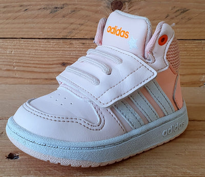 Adidas Hoops 2.0 Mid Leather/Textile Kids Trainers UK4K/US5K/EU20 FW4924 Pink