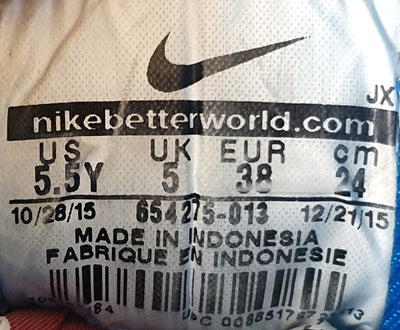 Nike Huarache Run Textile Trainers UK5/US5.5Y/E38 654275-013 Blue/Black/White