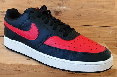 Nike Court Vision Low Leather Trainers UK10/US11/EU45 DV6488-001 Black/Red