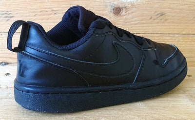 Nike Court Borough Low Leather Trainers UK3/US3.5Y/E35.5 DV5456-002 Triple Black