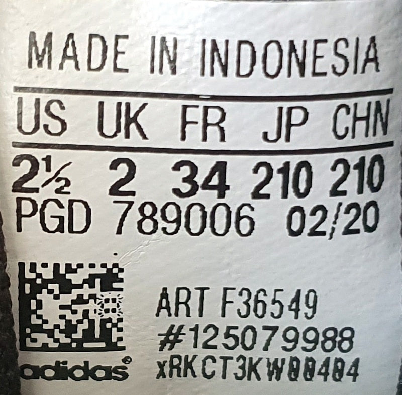 Adidas Run Falcon K Textile Low UK2/US2.5/EU34 F36549 Triple Black
