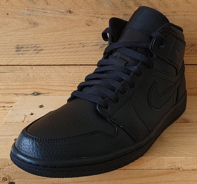 Nike Air Jordan 1 Mid Leather Trainers UK9/US10/EU44 554724-091 Triple Black