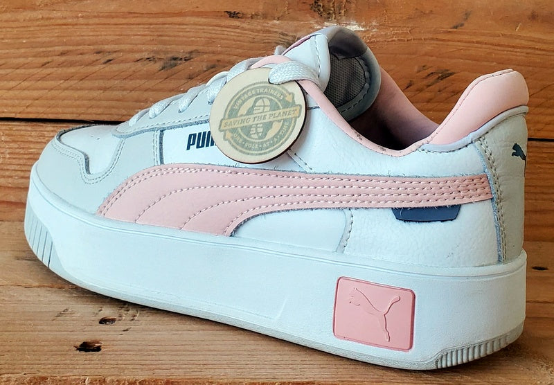 Puma Carina Low Leather Trainers UK4/US5/EU37 393846-04 White/Pink/Grey