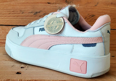 Puma Carina Low Leather Trainers UK4/US5/EU37 393846-04 White/Pink/Grey