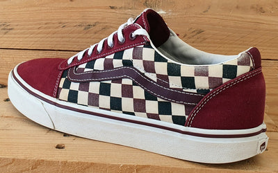 Vans Off The Wall Canvas Trainers UK9.5/US10.5/EU44 500714 Burgundy Checkerboard