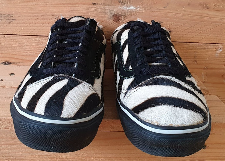 Vans Old Skool Low Zebra Fur Trainers TB4R Black White Green UK7 US8 EU40 VintageTrainers