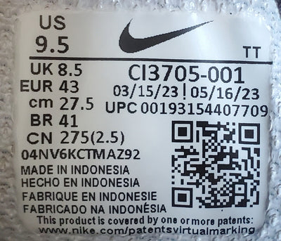 Nike Air Max 95 Low Leather/Textile Trainers UK8.5/US9.5/EU43 CI3705-001 Black