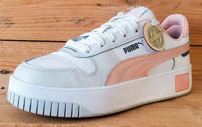 Puma Carina Low Leather Trainers UK4/US5/EU37 393846-04 White/Pink/Grey