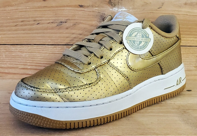 Nike Air Force 1 Low Leather Trainers UK3/US3.5Y/EU35.5 820438-700 Gold/White