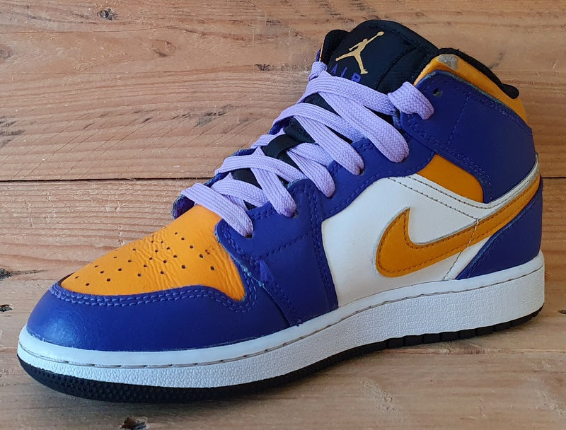 Nike Air Jordan 1 Mid Leather Trainers UK3.5/US4Y/EU36 DQ8423-517 Lakers Purple