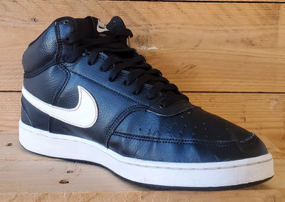 Nike Court Vision Mid Leather Trainers UK9/US10/EU44 DN3577-001 Black/White