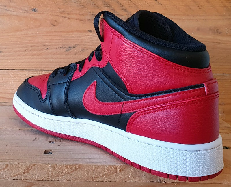 Nike Air Jordan 1 Mid Banned GS Trainers UK6/US6.5Y/EU39 554725-074 Bred