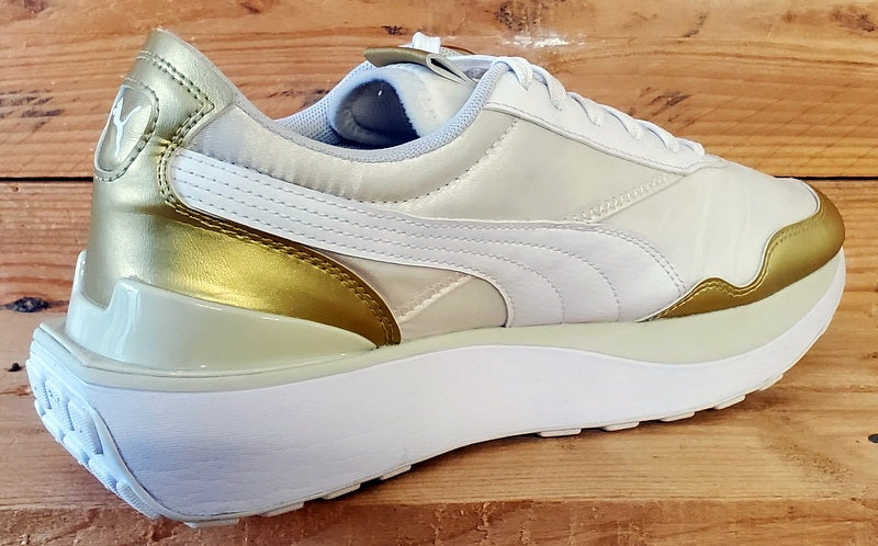 Puma Cruise Rider Low Textile Trainers UK6.5/US9/EU40 380500-01 White/Team Gold