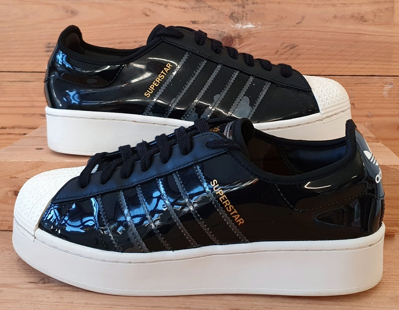 Adidas Superstar Bold Low Pleather Trainers UK7.5 US9 E41 FW8423 Black Off White VintageTrainers